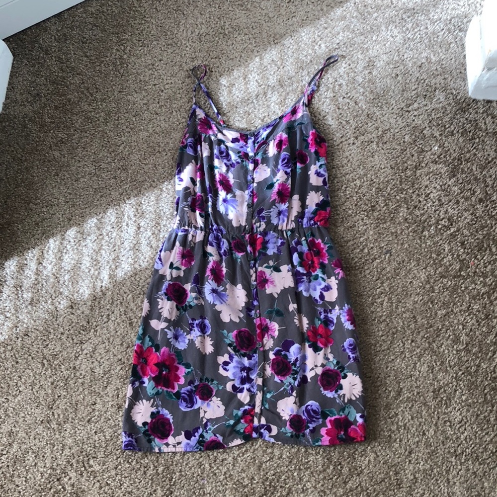 Grey and floral mini dress